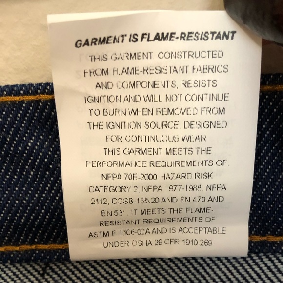 NWT Crude Fr Mens Work Jeans Size 38 X 34 Fire Resistant Blue Denim Pants - Picture 8 of 8